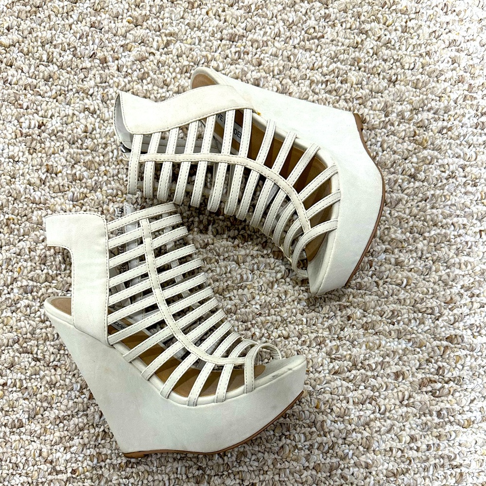 Steve Madden Cream Suede Wedge Heels